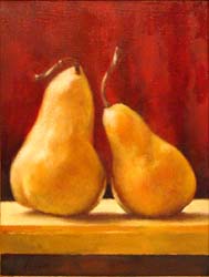 2 Pears on Table/Red